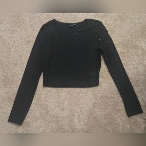 Windsor Black Glitter Crop Sweatshirt